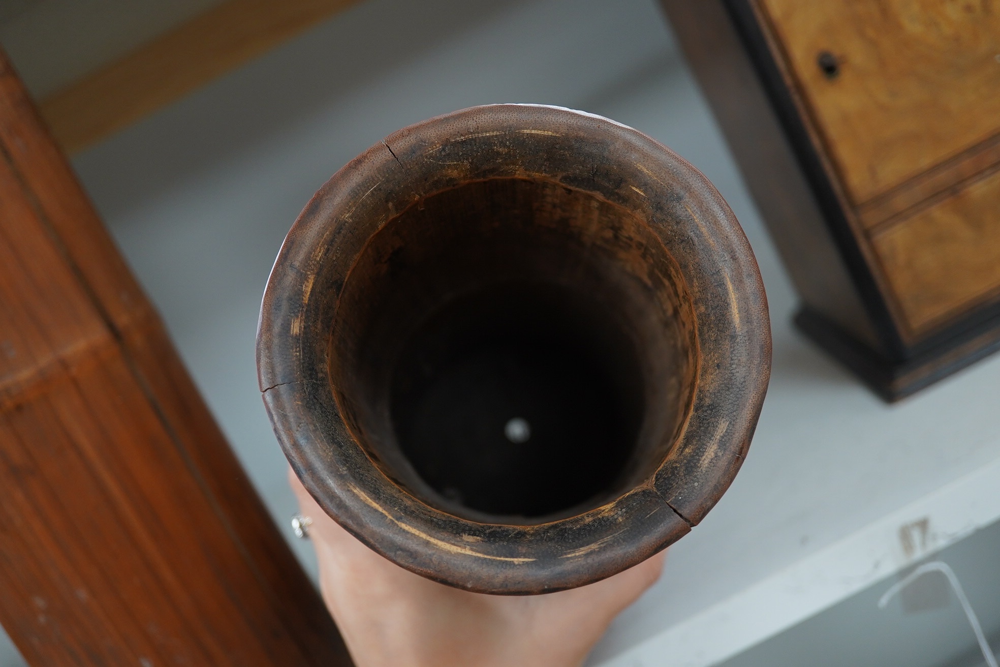 A pair of Chinese bamboo ‘seven sages of the bamboo grove’ brushpots, 33cm high. Condition - some splits